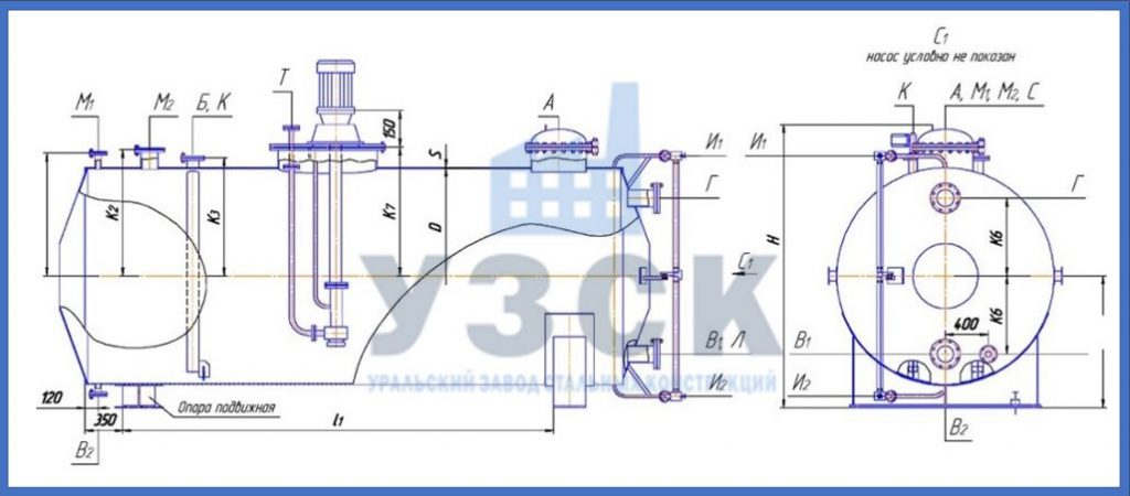 Чертеж емкости ГКК в Первоуральске